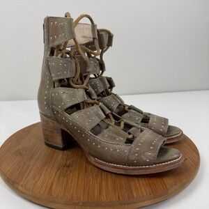 Freebird by Steven “Hazel Ice” Leather Gladiator Heeled Sandals